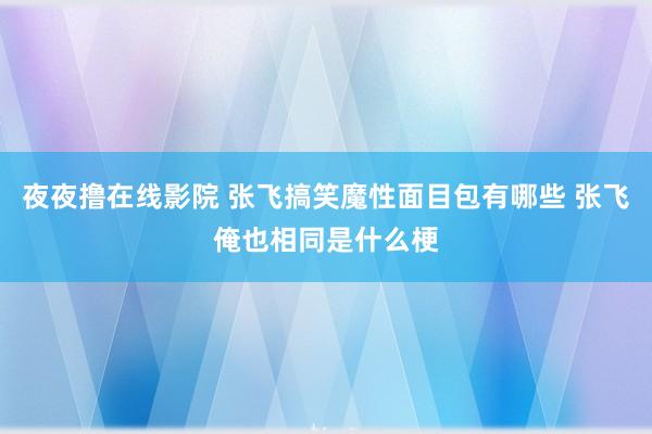 夜夜撸在线影院 张飞搞笑魔性面目包有哪些 张飞俺也相同是什么梗